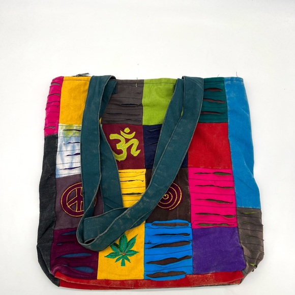 Colorful patchwork hippie tote bag - Picture 10 of 16